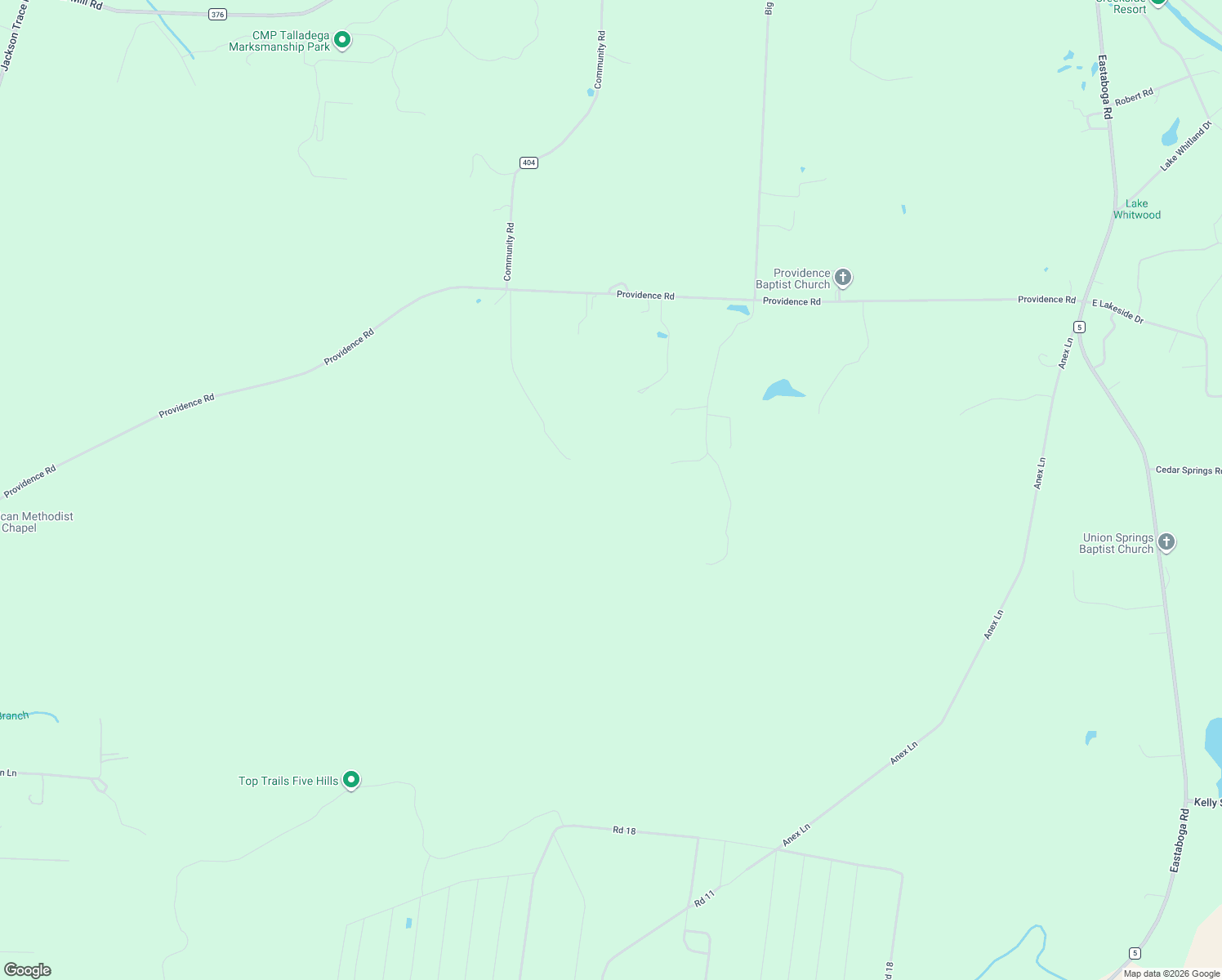 map of restaurants, bars, coffee shops, grocery stores, and more near 161 Spotted Horse Trail in Talladega