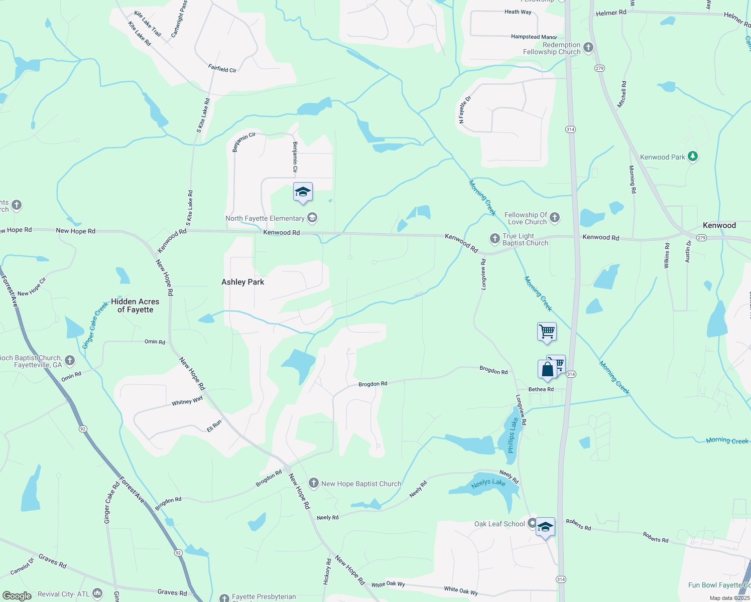 map of restaurants, bars, coffee shops, grocery stores, and more near 240 Thornton Drive in Fayetteville