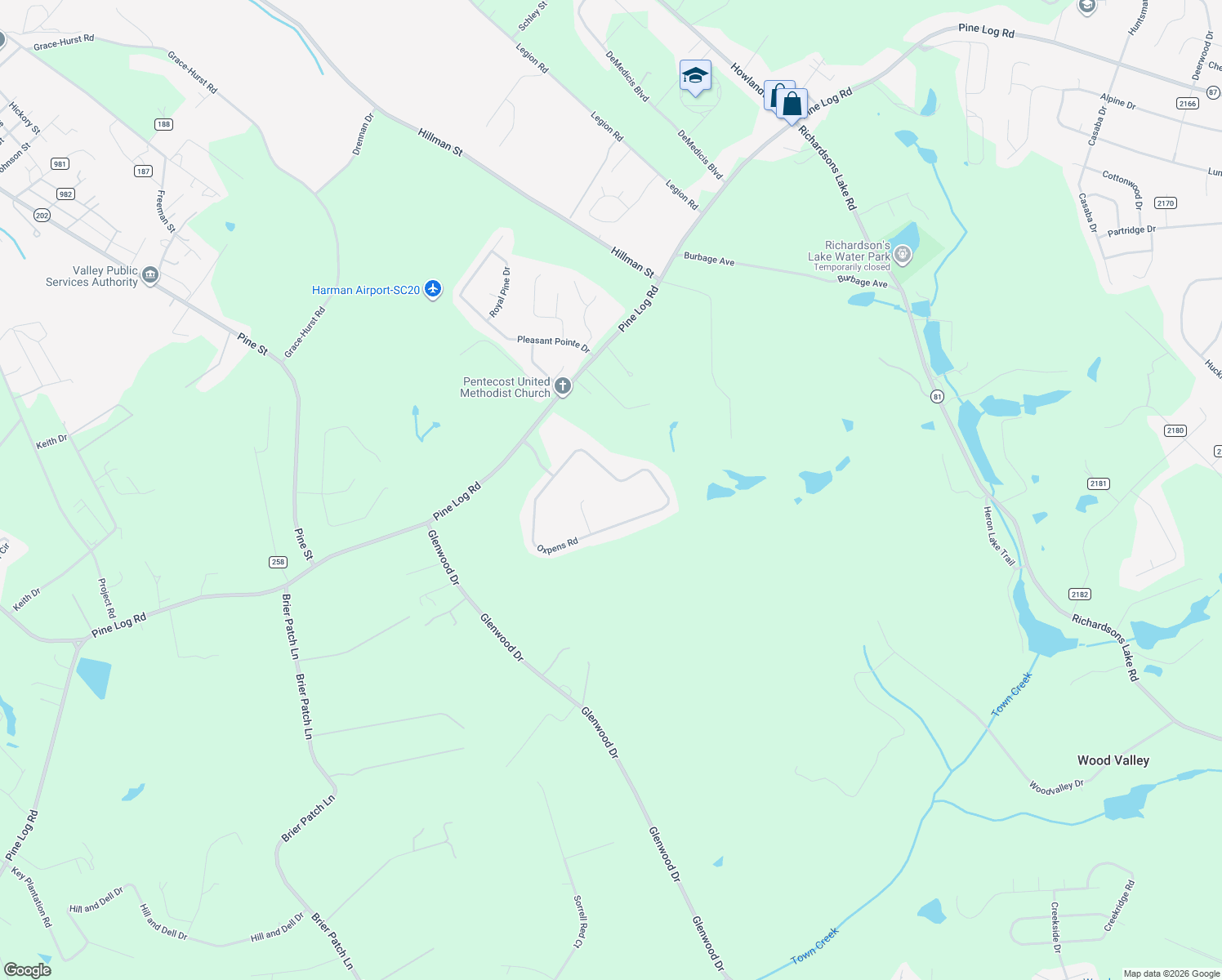 map of restaurants, bars, coffee shops, grocery stores, and more near 1467 Oxpens Road in Warrenville