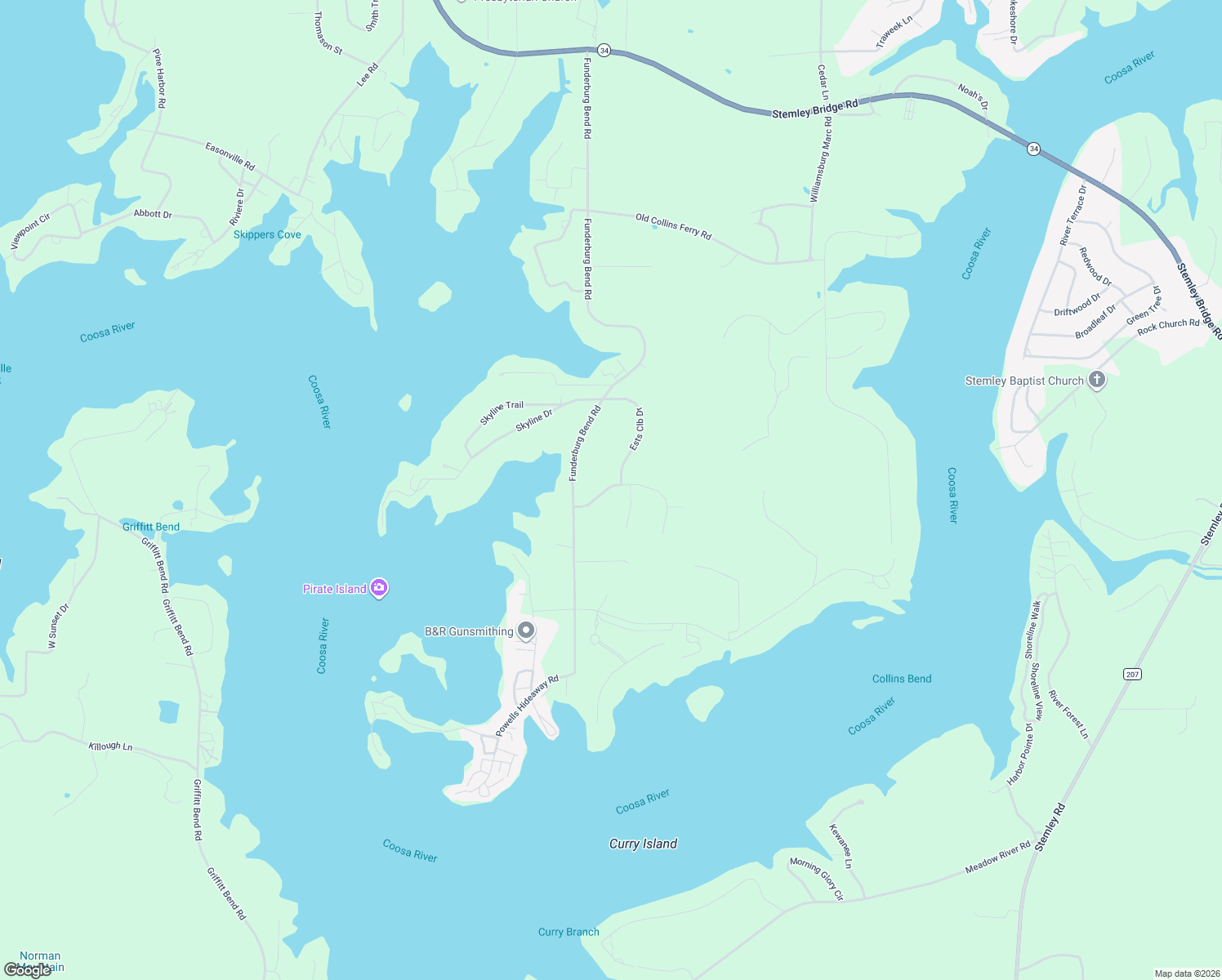 map of restaurants, bars, coffee shops, grocery stores, and more near 220 Blue Ridge Road in Pell City