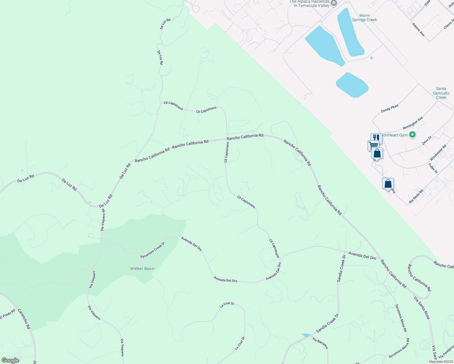 map of restaurants, bars, coffee shops, grocery stores, and more near Calle Capistrano in Riverside County