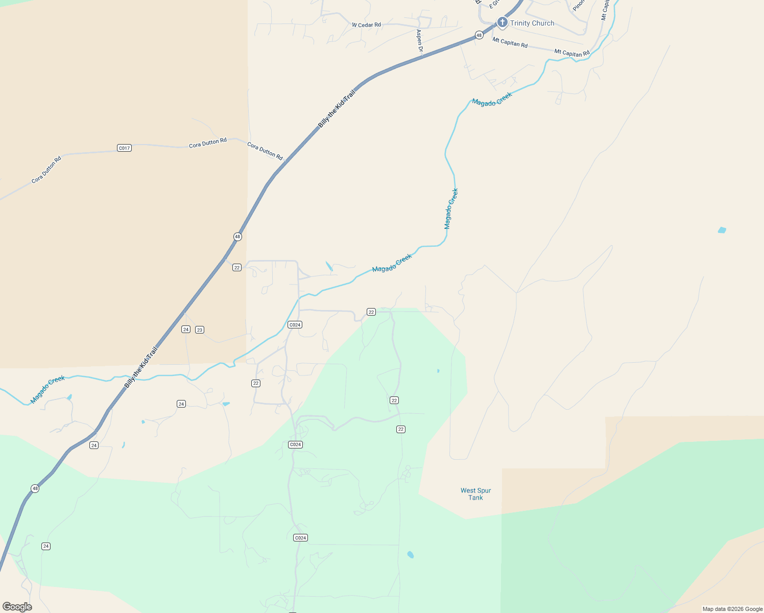 map of restaurants, bars, coffee shops, grocery stores, and more near 147 Coyote Ridge Trail in Capitan
