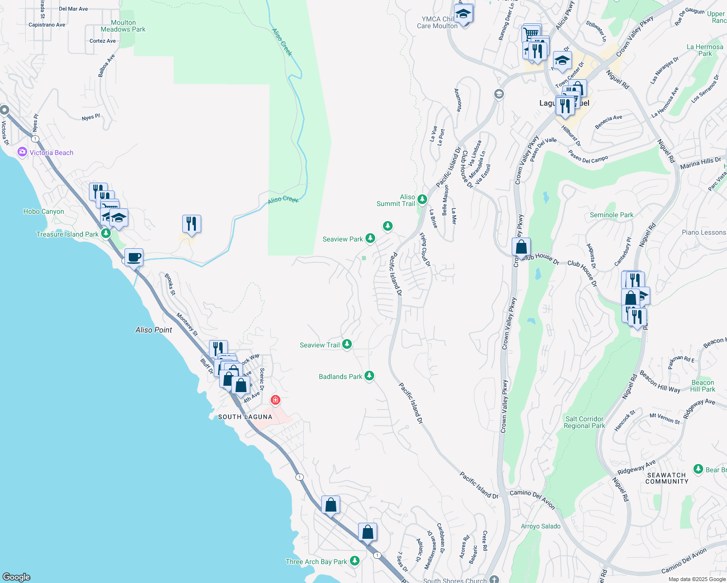 map of restaurants, bars, coffee shops, grocery stores, and more near 40 Marseille in Laguna Niguel