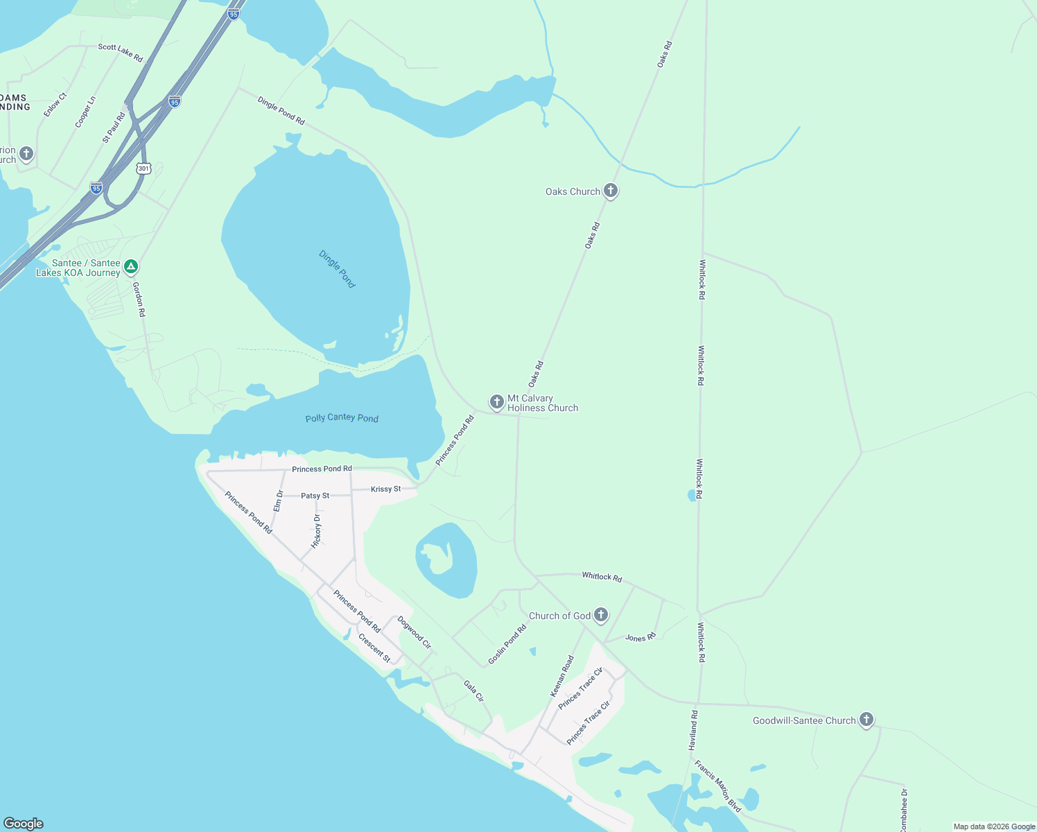 map of restaurants, bars, coffee shops, grocery stores, and more near Dingle Pond Road in Summerton