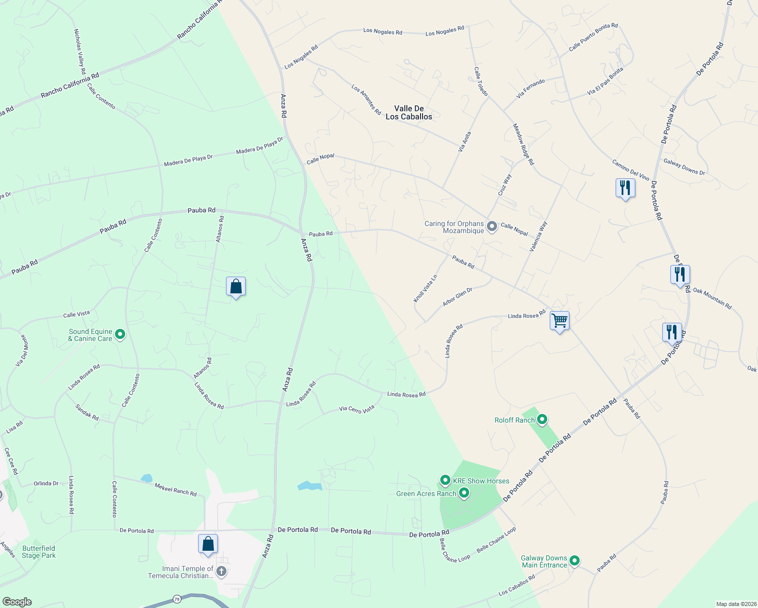 map of restaurants, bars, coffee shops, grocery stores, and more near 35251 Calle Campo in Temecula