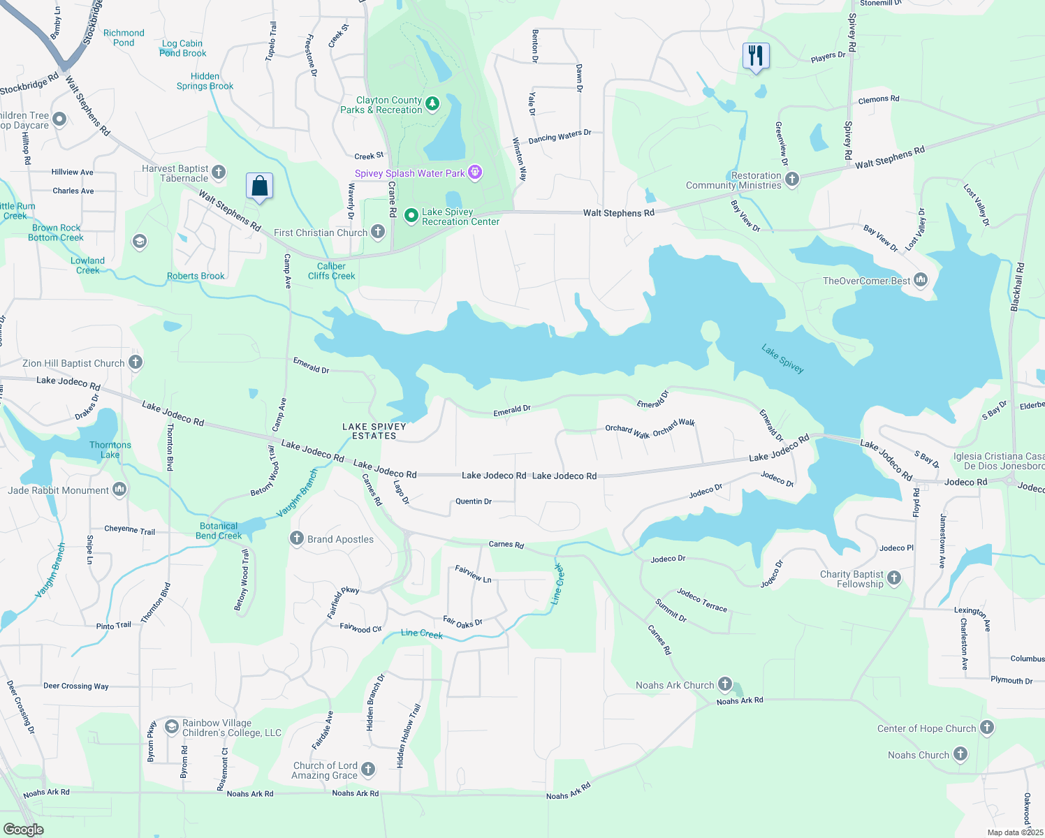 map of restaurants, bars, coffee shops, grocery stores, and more near 2549 Emerald Drive in Jonesboro