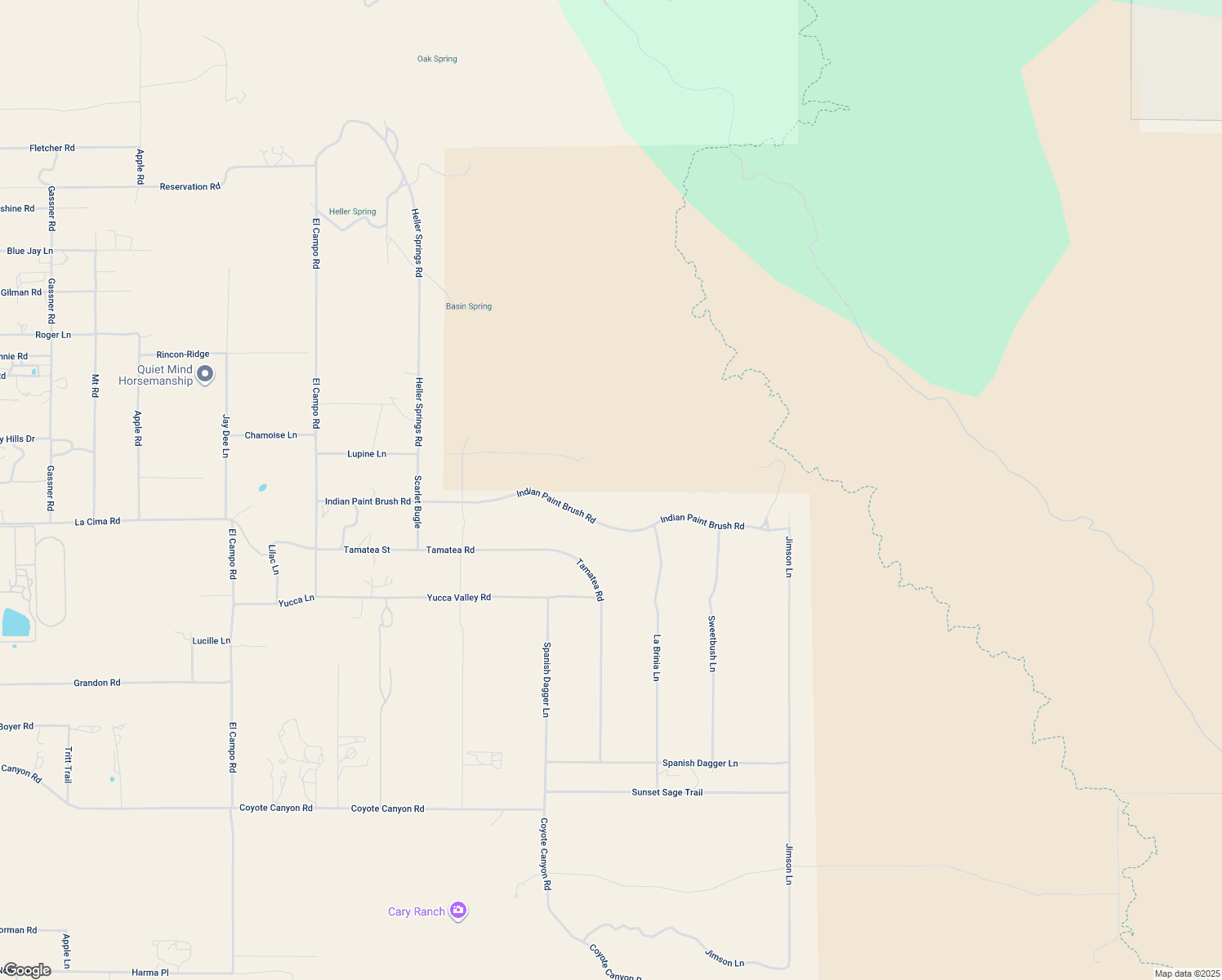 map of restaurants, bars, coffee shops, grocery stores, and more near 61400 Indian Paint Brush Road in Anza