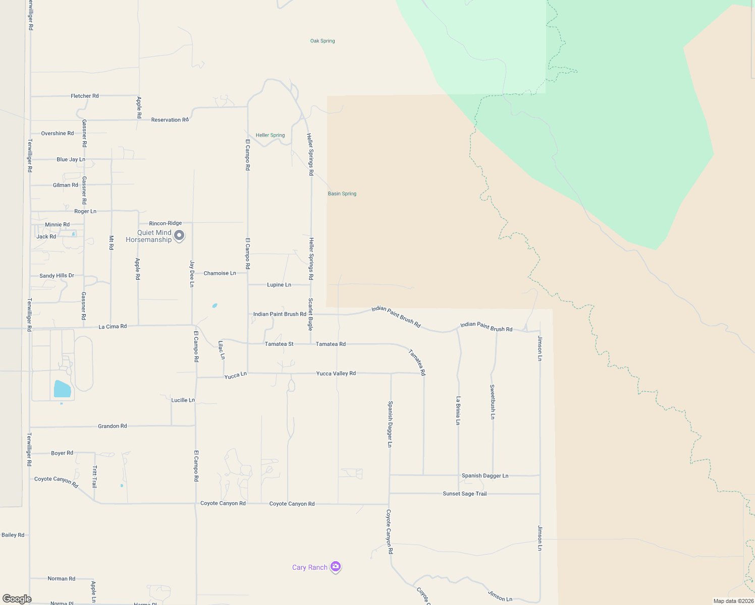 map of restaurants, bars, coffee shops, grocery stores, and more near 61200 Indian Paint Brush Rd in Anza