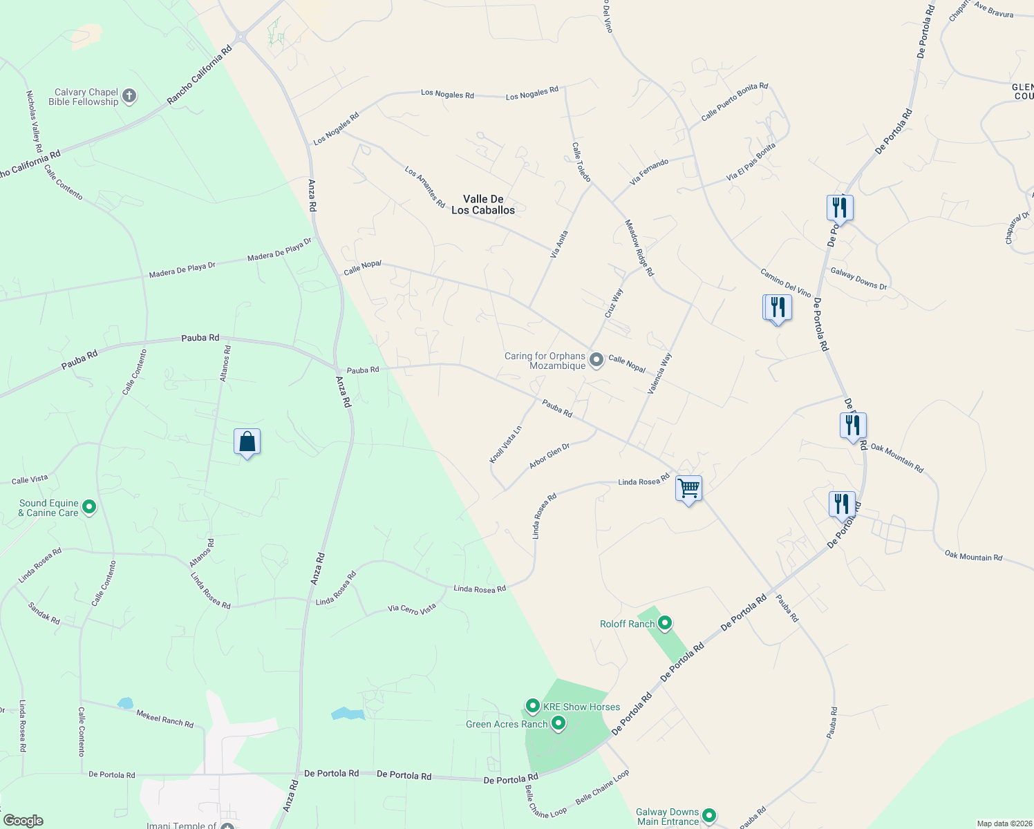 map of restaurants, bars, coffee shops, grocery stores, and more near 41779 Knoll Vista Lane in Temecula