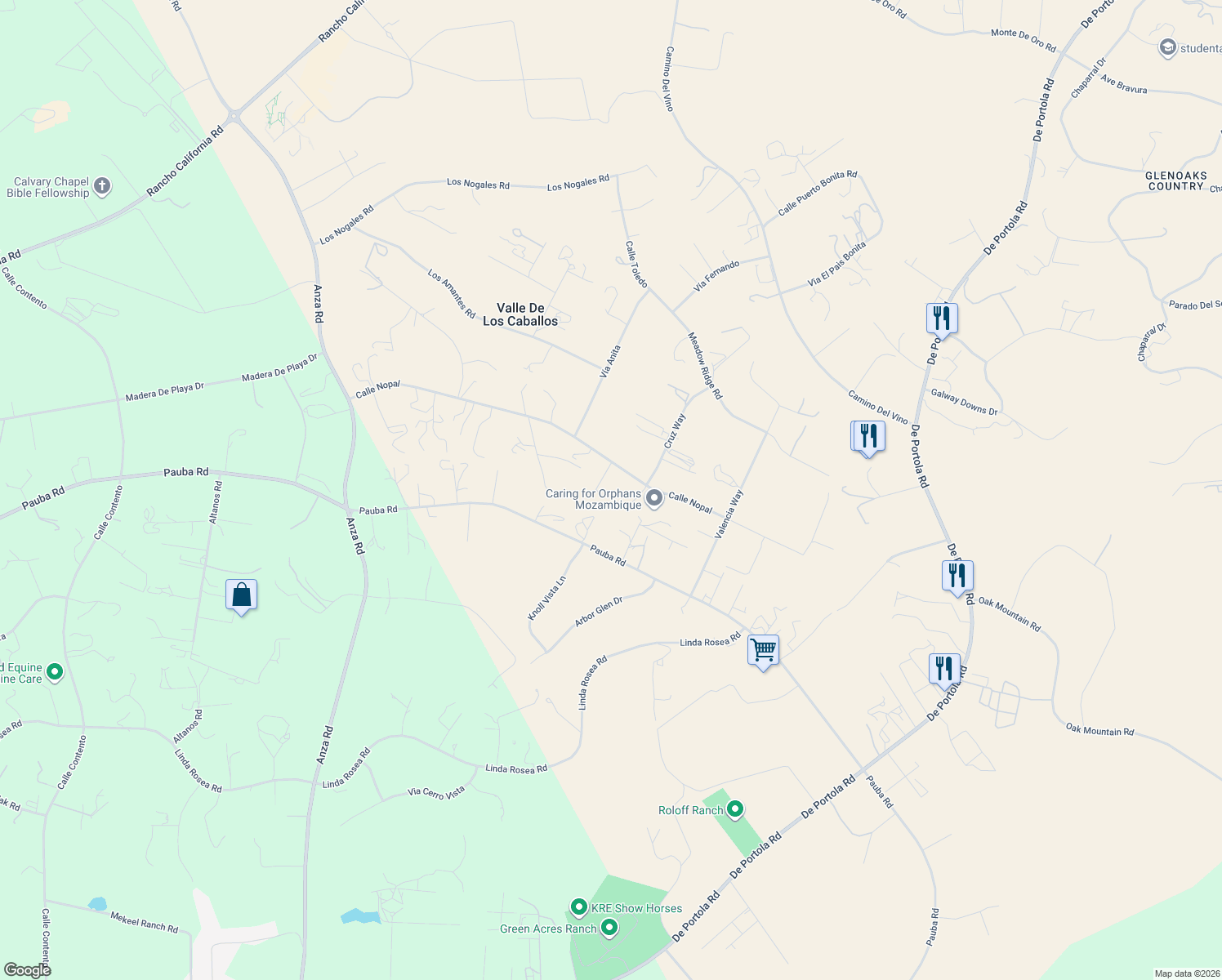 map of restaurants, bars, coffee shops, grocery stores, and more near 35715 Calle Nopal in Temecula
