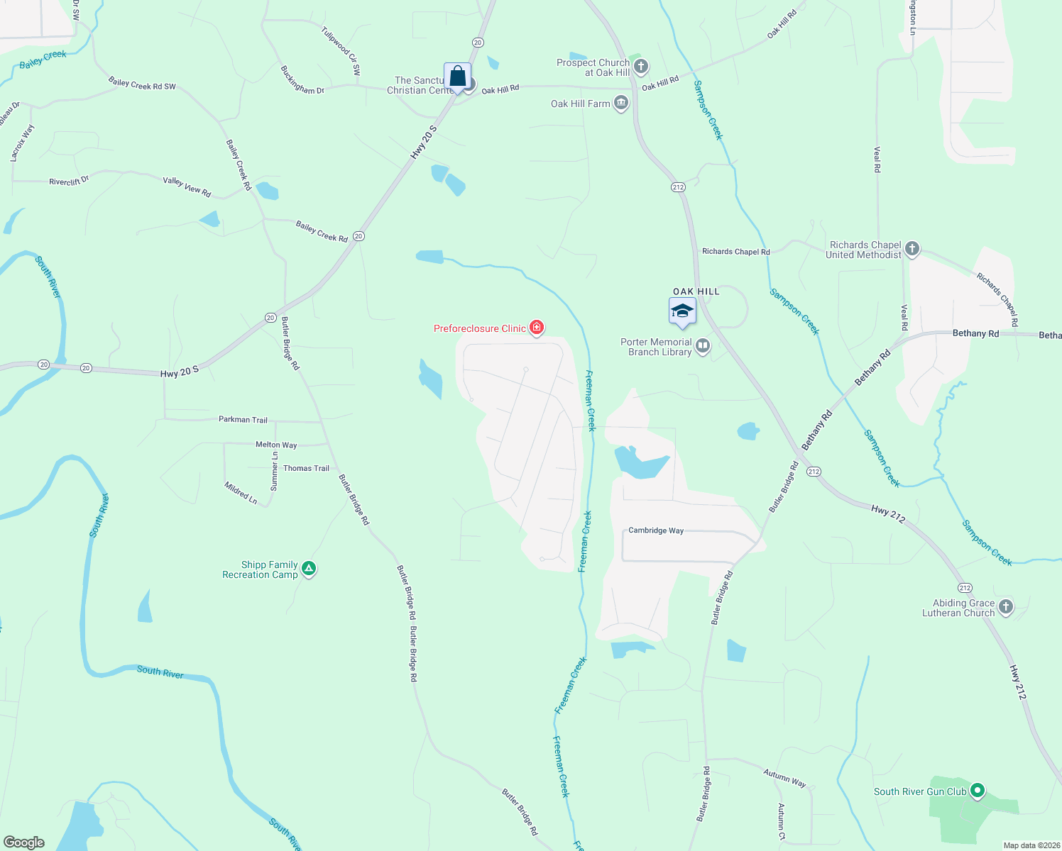 map of restaurants, bars, coffee shops, grocery stores, and more near 60 Hugh Dr in Covington