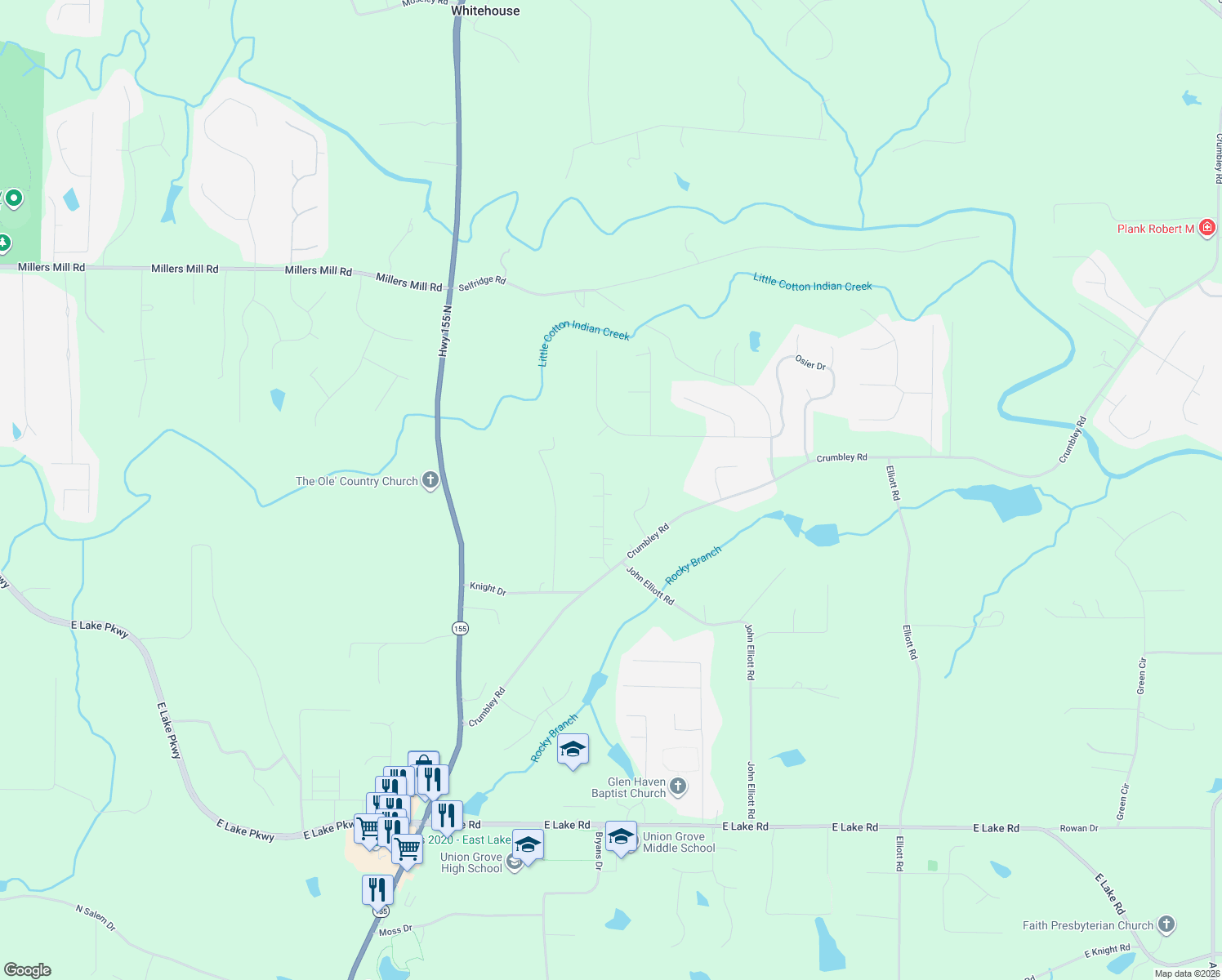 map of restaurants, bars, coffee shops, grocery stores, and more near 160 Tamarack Trail in McDonough