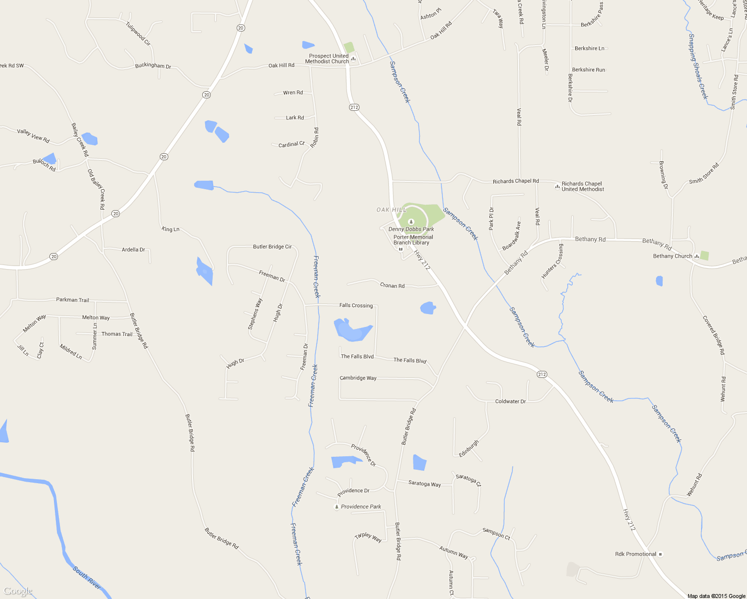 map of restaurants, bars, coffee shops, grocery stores, and more near 150 Falls Crossing in Covington