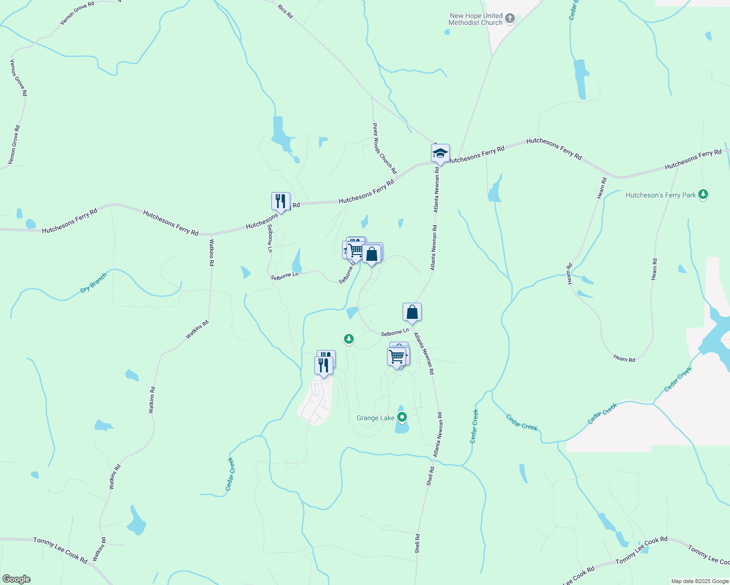 map of restaurants, bars, coffee shops, grocery stores, and more near 9170 Selborne Lane in Palmetto
