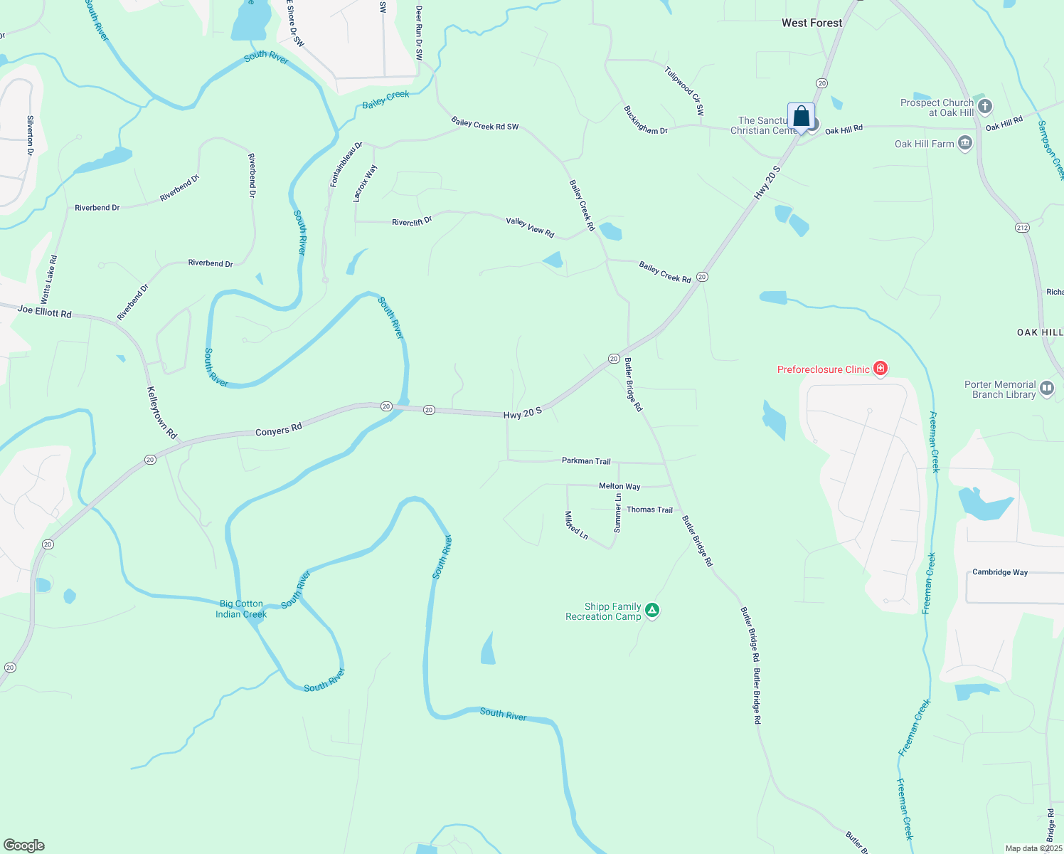 map of restaurants, bars, coffee shops, grocery stores, and more near 6460 Highway 20 South in Covington
