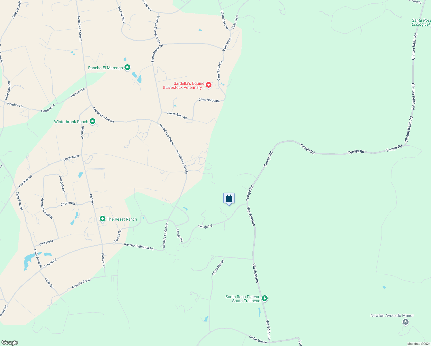 map of restaurants, bars, coffee shops, grocery stores, and more near 20625 Sierra Elena in Murrieta