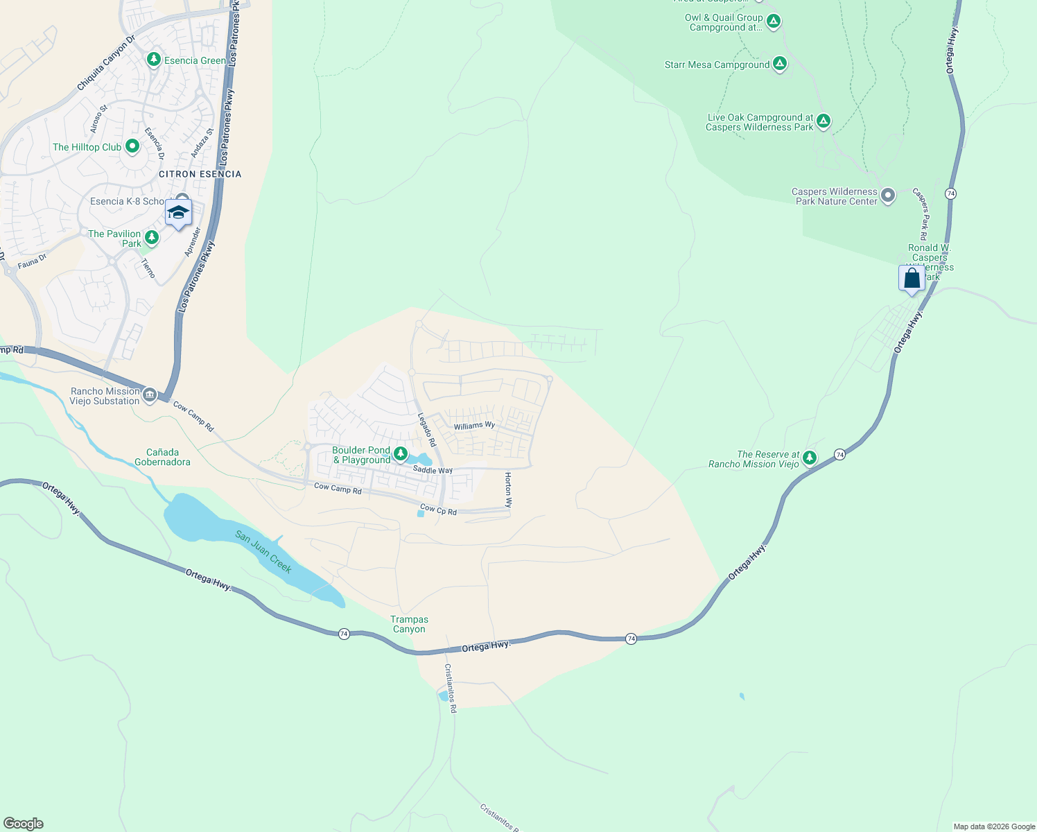 map of restaurants, bars, coffee shops, grocery stores, and more near Unnamed Road in San Juan Capistrano