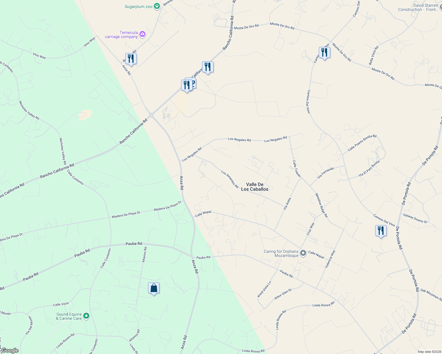map of restaurants, bars, coffee shops, grocery stores, and more near 40450 Calle Cancion in Temecula