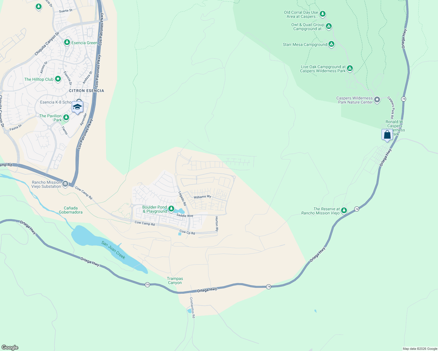 map of restaurants, bars, coffee shops, grocery stores, and more near 413 Botanic way in San Juan Capistrano