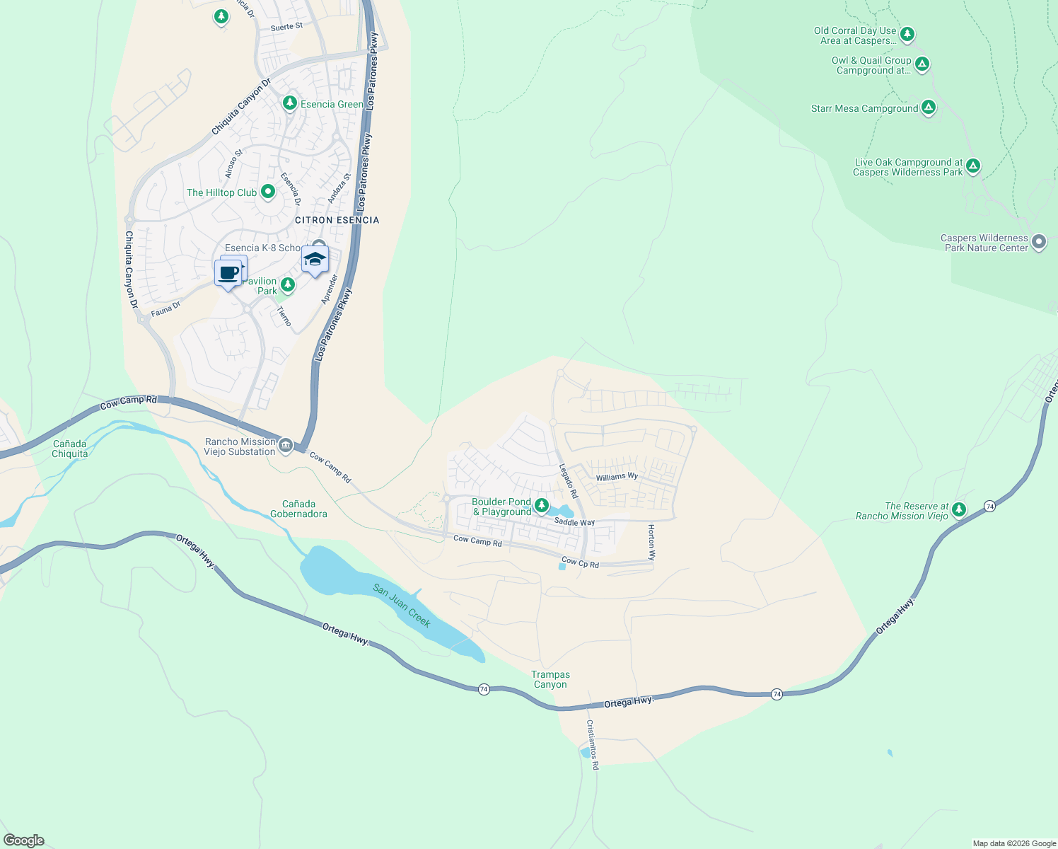 map of restaurants, bars, coffee shops, grocery stores, and more near Unnamed Road in San Juan Capistrano