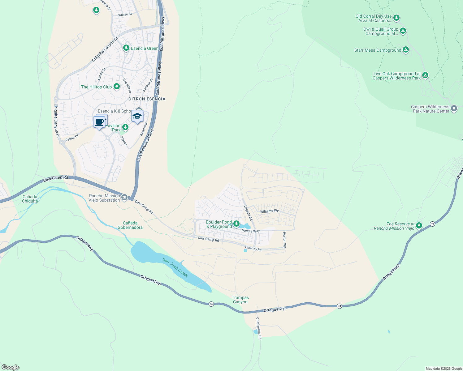 map of restaurants, bars, coffee shops, grocery stores, and more near Unnamed Road in San Juan Capistrano