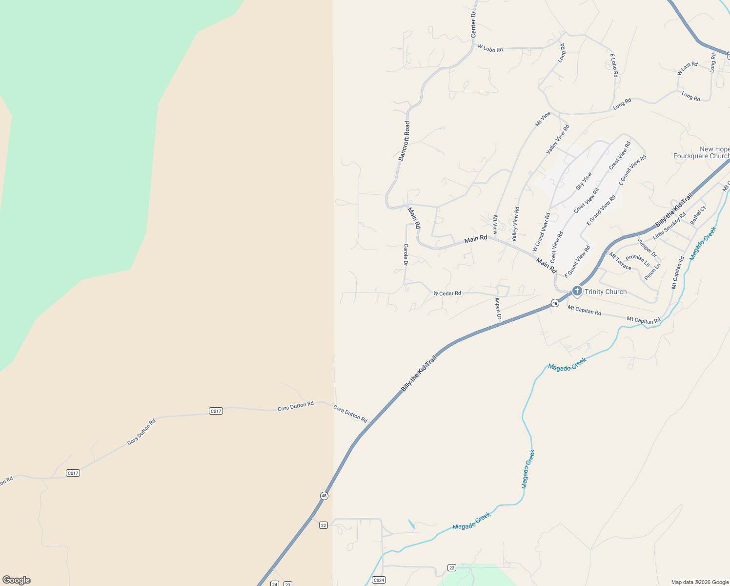 map of restaurants, bars, coffee shops, grocery stores, and more near 152-158 West Cedar Road in Capitan