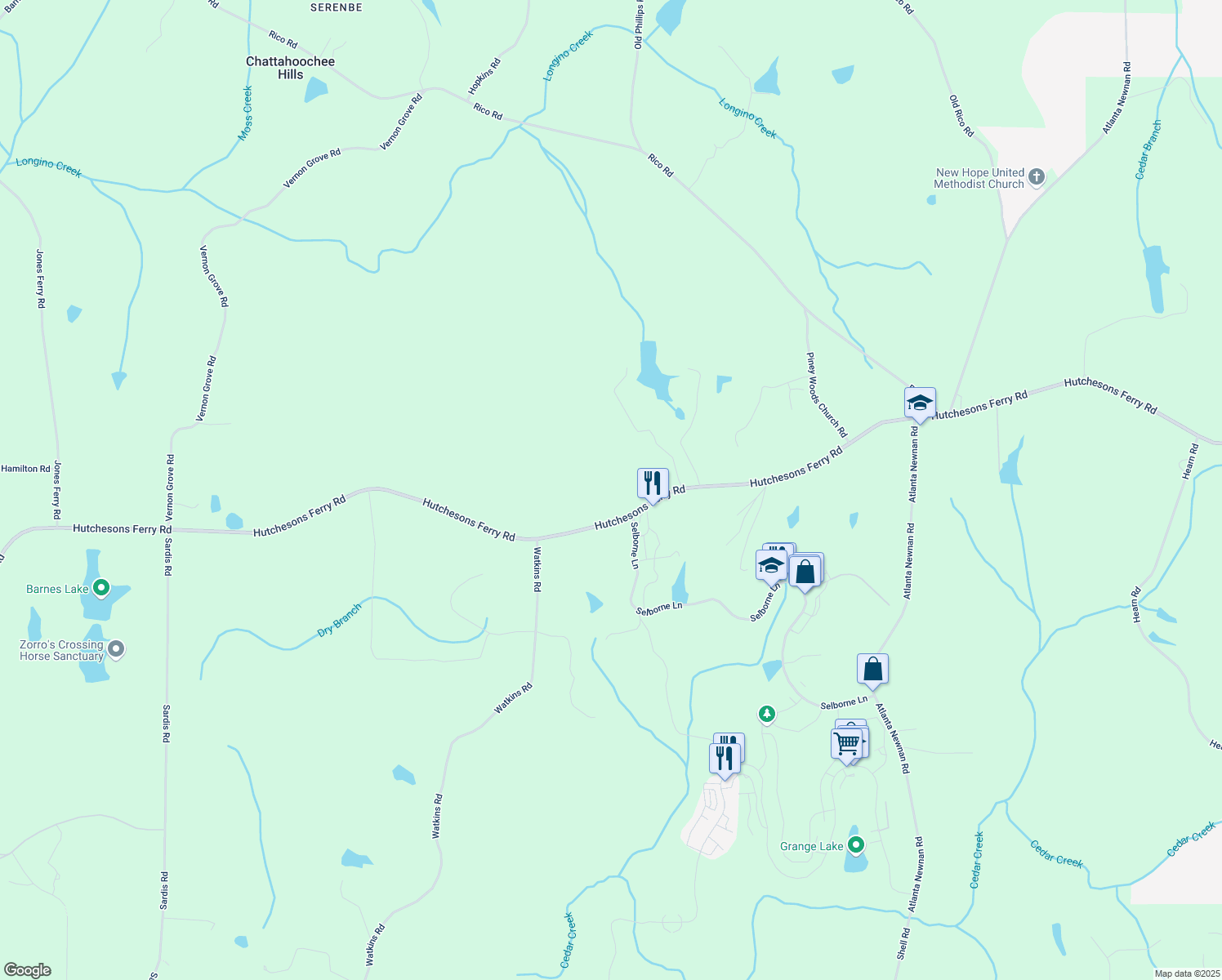 map of restaurants, bars, coffee shops, grocery stores, and more near 10975 Hutchesons Ferry Road in Palmetto