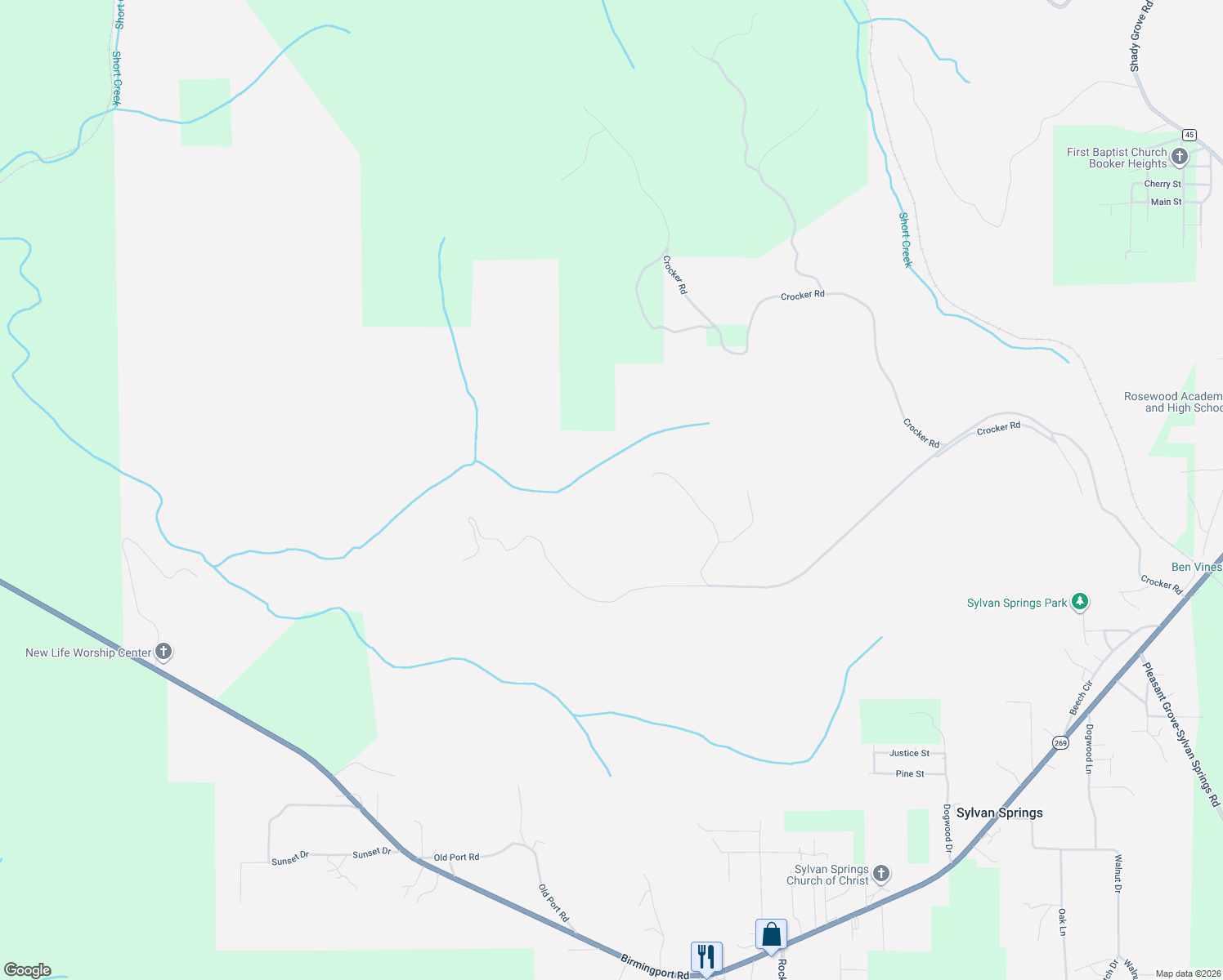 map of restaurants, bars, coffee shops, grocery stores, and more near 1600 Crocker Road in Sylvan Springs