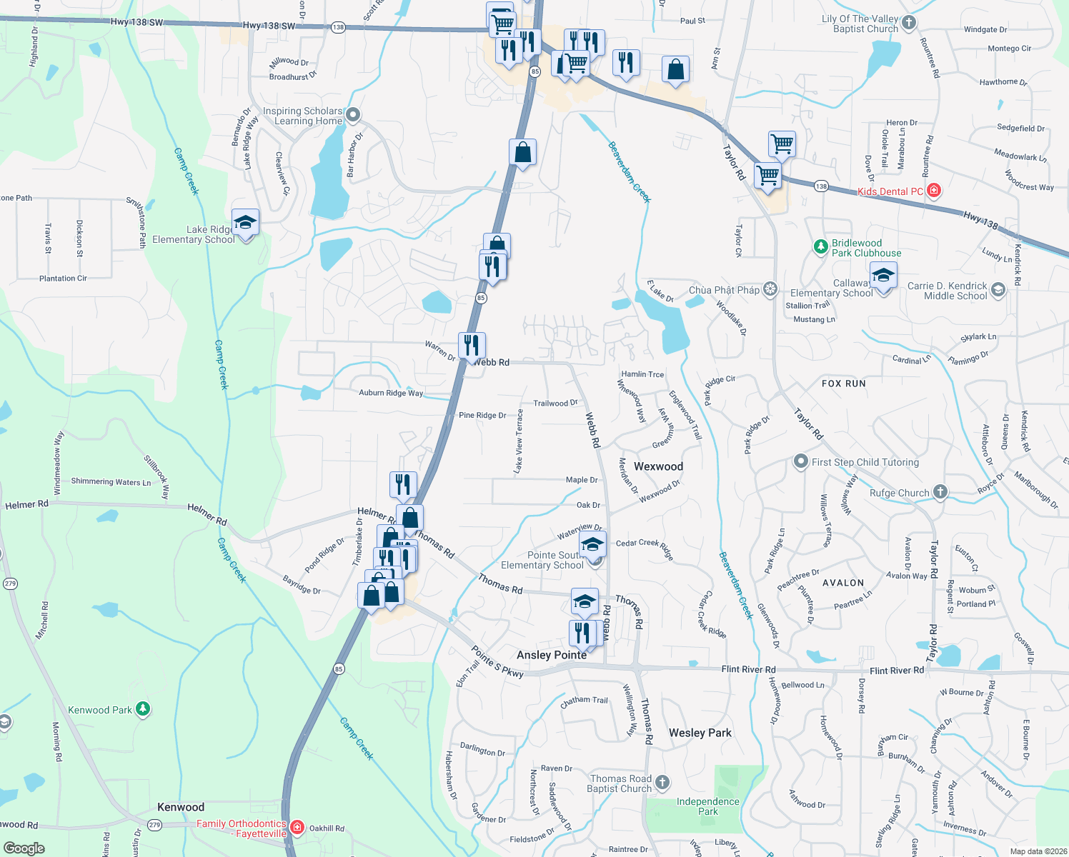 map of restaurants, bars, coffee shops, grocery stores, and more near 730 Sterling Ct in Riverdale