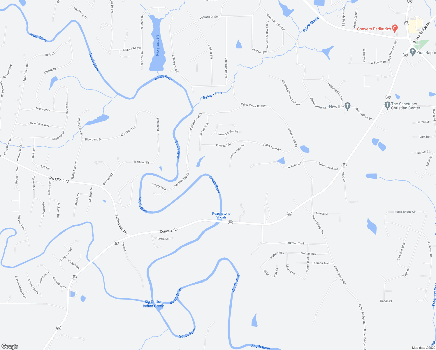 map of restaurants, bars, coffee shops, grocery stores, and more near 1761 Valley View Road in Covington