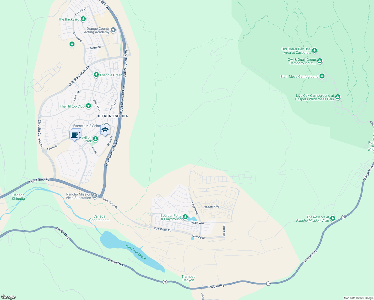 map of restaurants, bars, coffee shops, grocery stores, and more near 1379 Gavilan Ridge in Mission Viejo