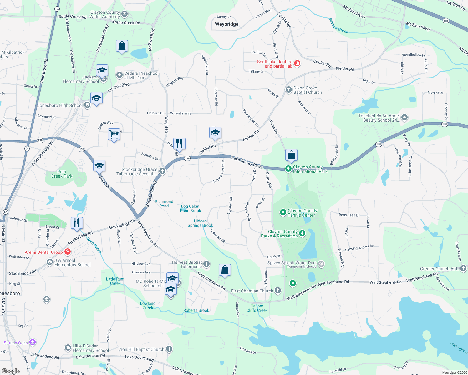 map of restaurants, bars, coffee shops, grocery stores, and more near 8088 Tupelo Trail in Jonesboro
