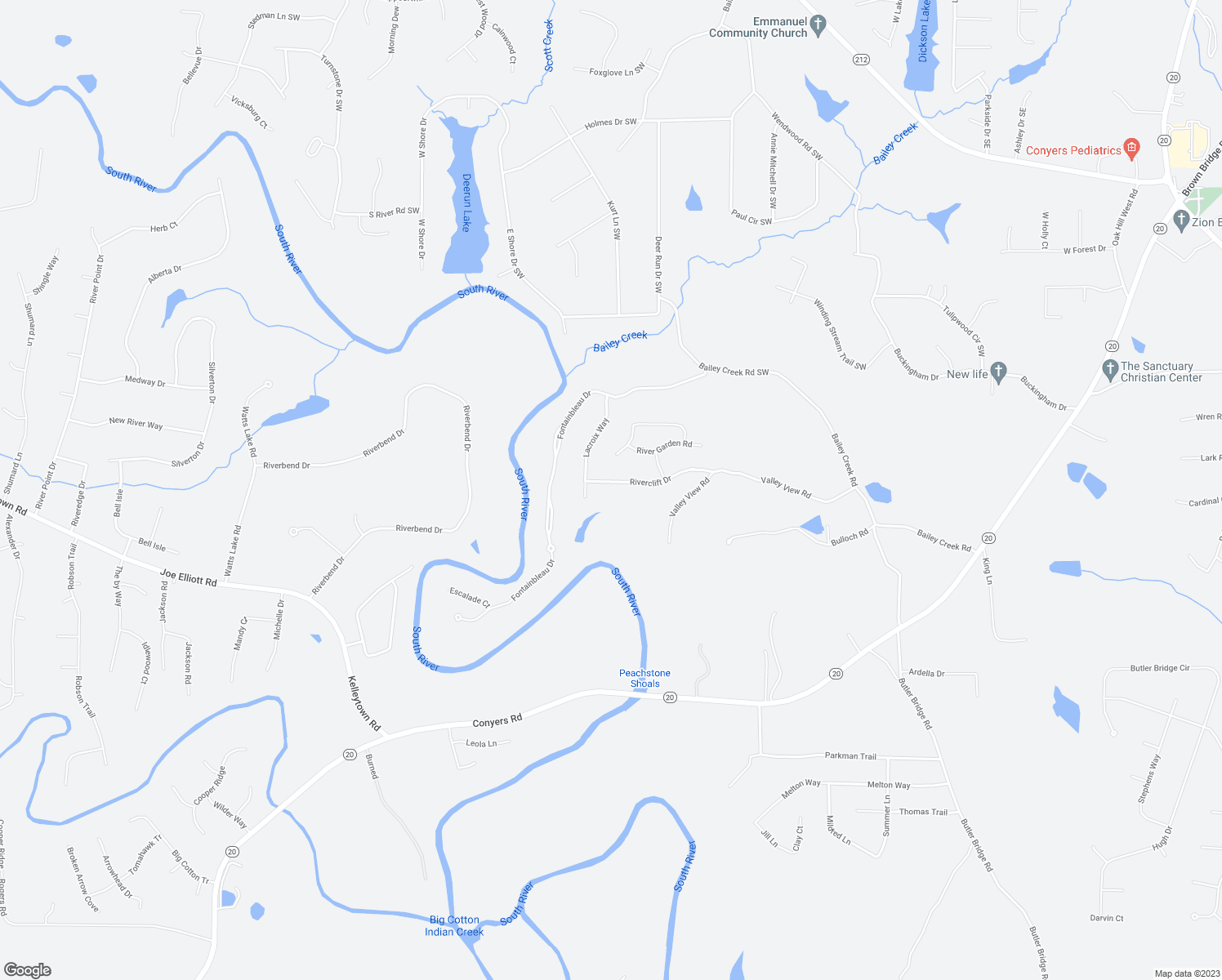 map of restaurants, bars, coffee shops, grocery stores, and more near 1030 Riverclift Drive in Covington