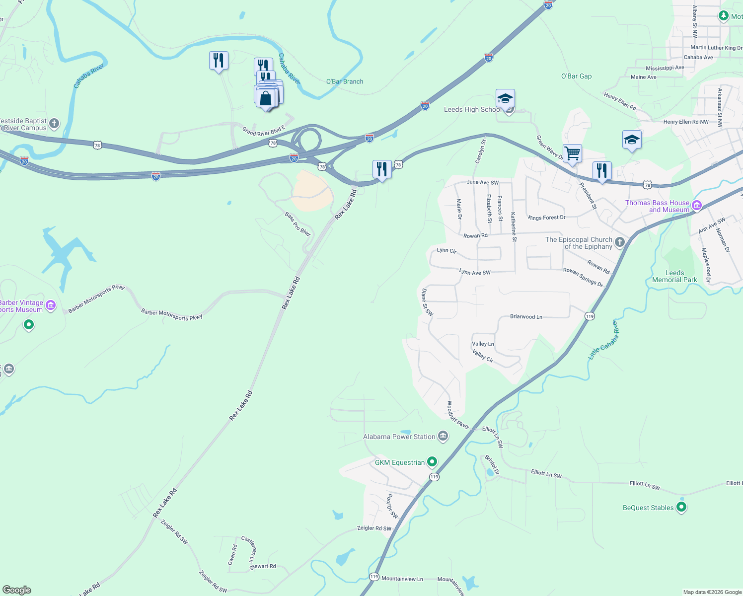 map of restaurants, bars, coffee shops, grocery stores, and more near 1007 Crest Road in Leeds