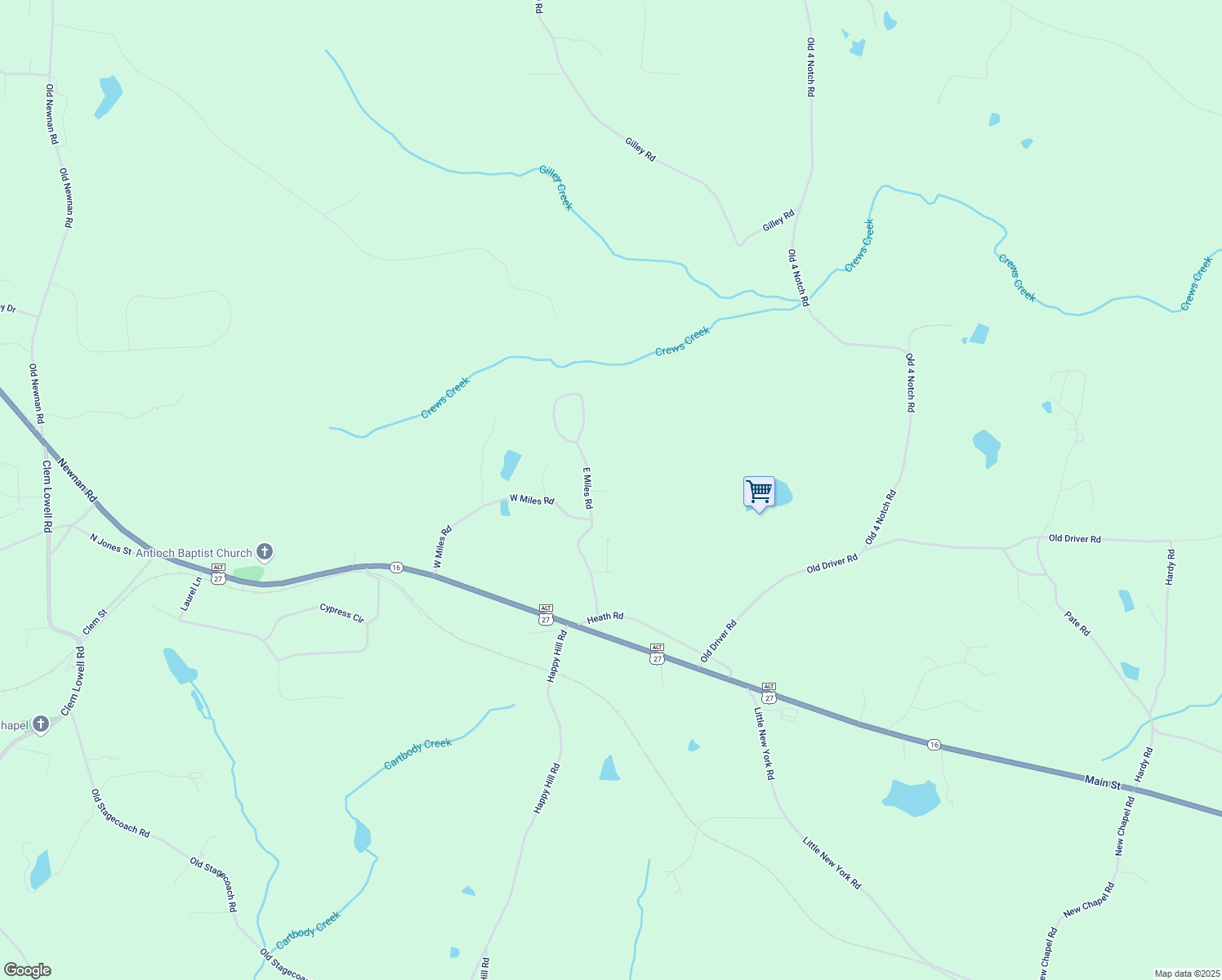 map of restaurants, bars, coffee shops, grocery stores, and more near 205 E Miles Rd in Carrollton