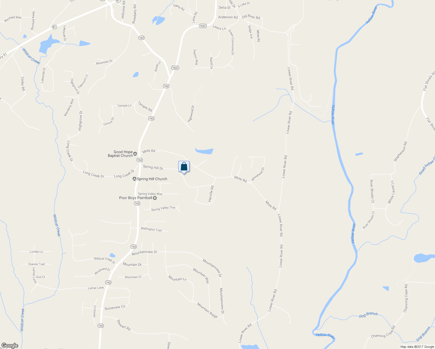 map of restaurants, bars, coffee shops, grocery stores, and more near 1575 Mote Road in Covington