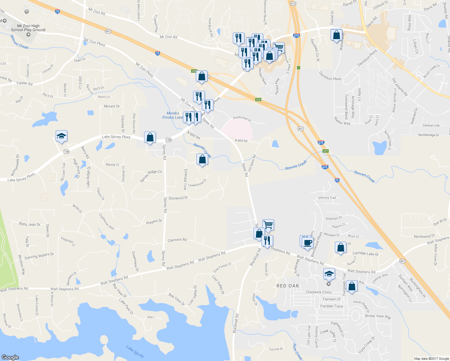 map of restaurants, bars, coffee shops, grocery stores, and more near 480 Emerald Trce in Jonesboro