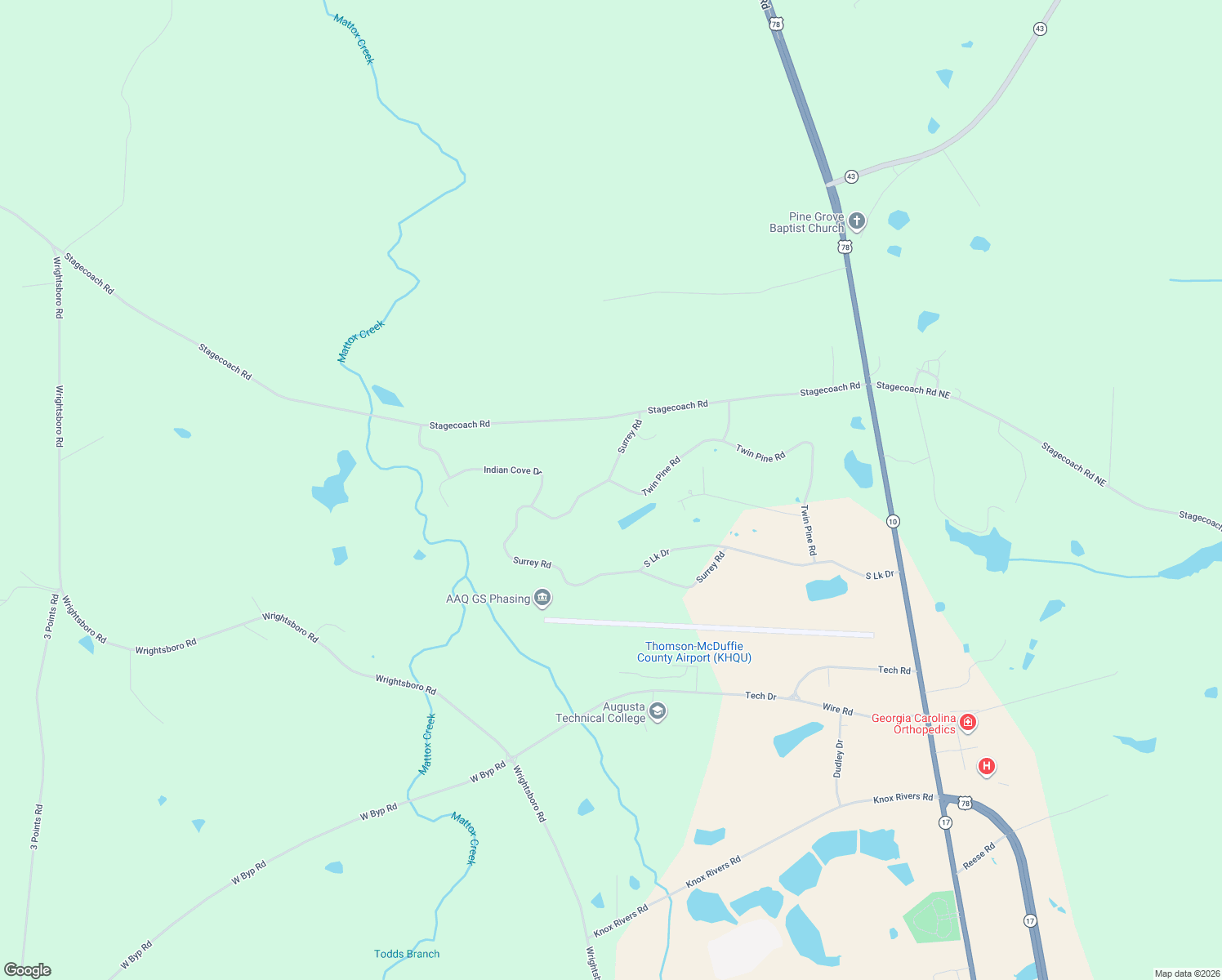 map of restaurants, bars, coffee shops, grocery stores, and more near 3159 Twin Pine Road in Thomson