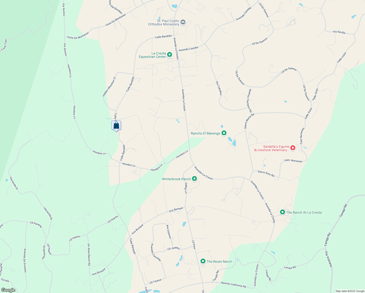 map of restaurants, bars, coffee shops, grocery stores, and more near 40075 Avenida La Cresta in Murrieta