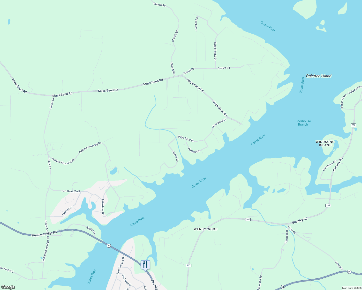 map of restaurants, bars, coffee shops, grocery stores, and more near 50 Nathan Lane in Pell City