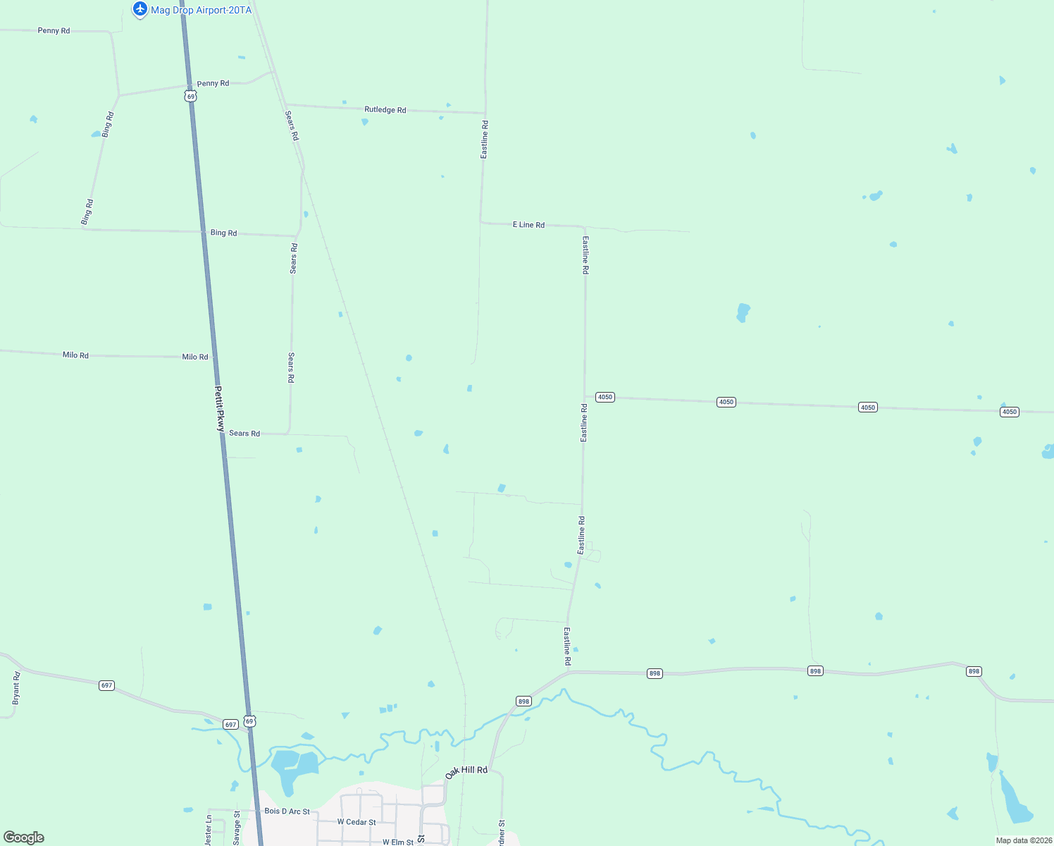 map of restaurants, bars, coffee shops, grocery stores, and more near 5185 Eastline Road in Whitewright