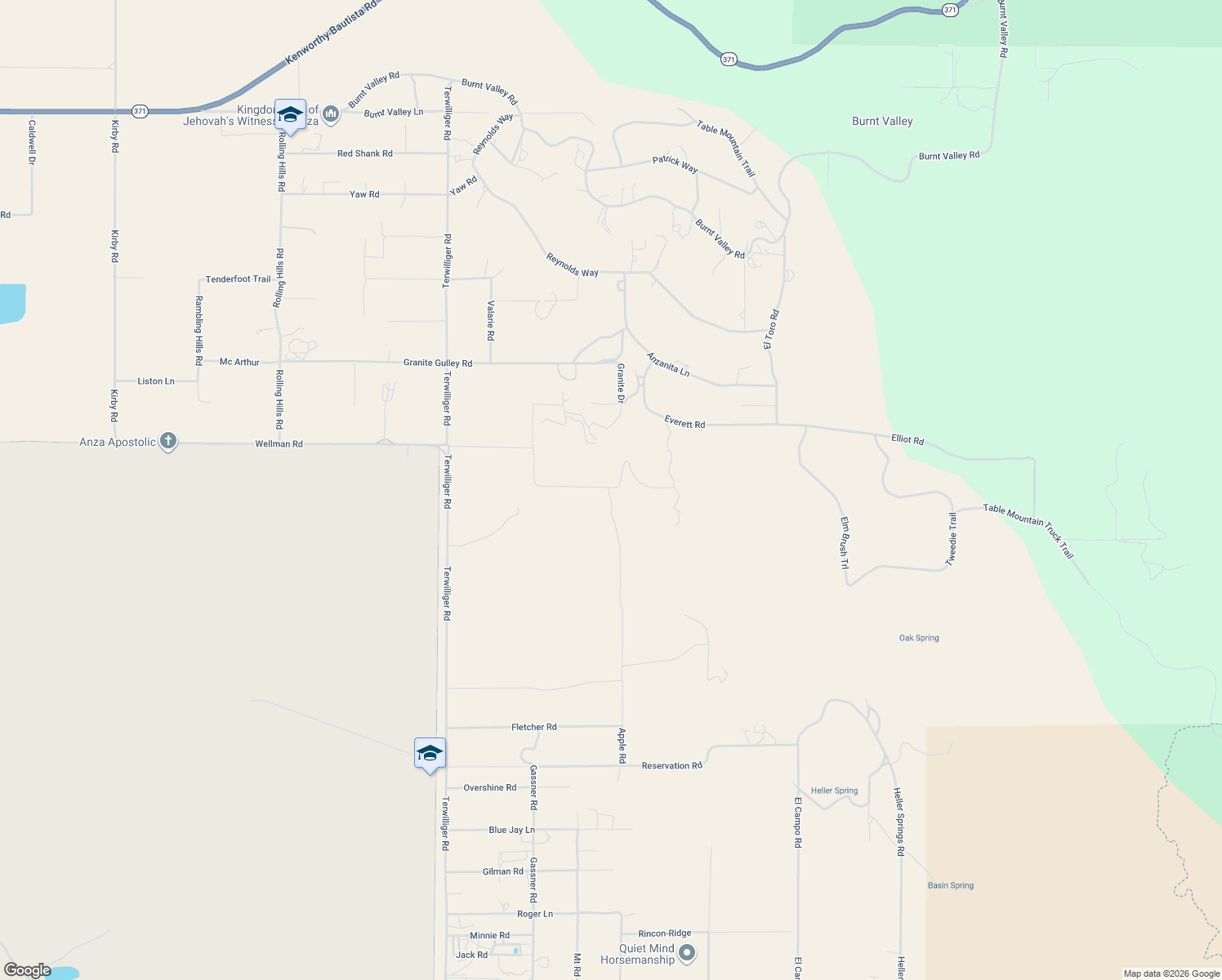 map of restaurants, bars, coffee shops, grocery stores, and more near 59775 Moonshine Trail in Anza