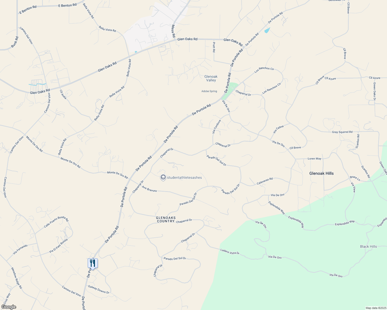 map of restaurants, bars, coffee shops, grocery stores, and more near Chaparral Drive in Riverside County