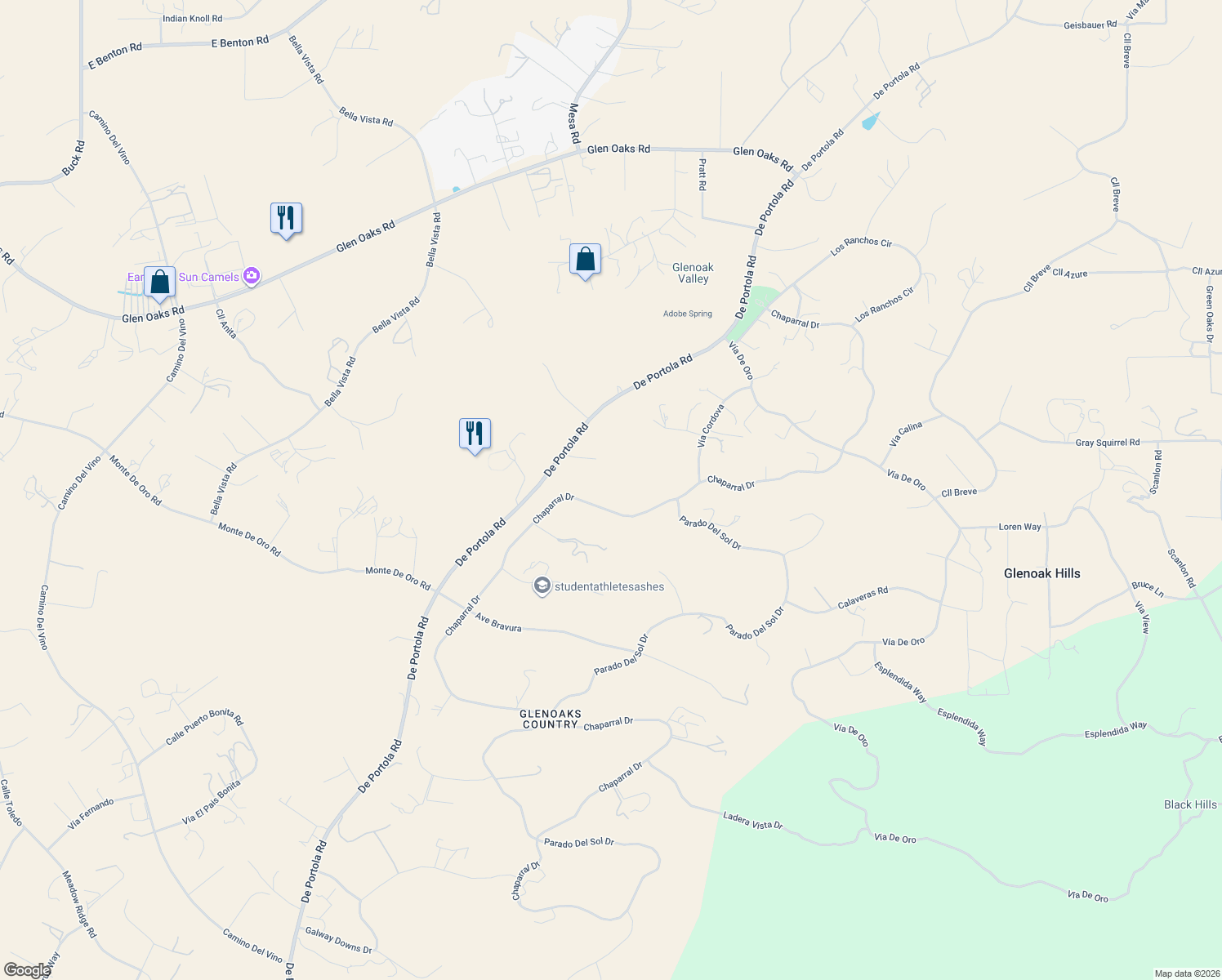 map of restaurants, bars, coffee shops, grocery stores, and more near 39945 Chaparral Drive in Temecula