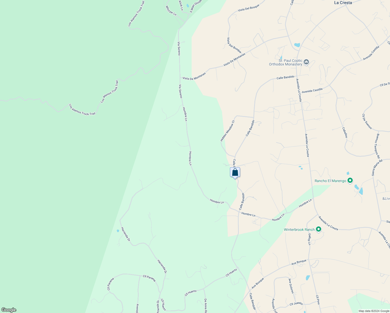 map of restaurants, bars, coffee shops, grocery stores, and more near Hombre Lane in Riverside County
