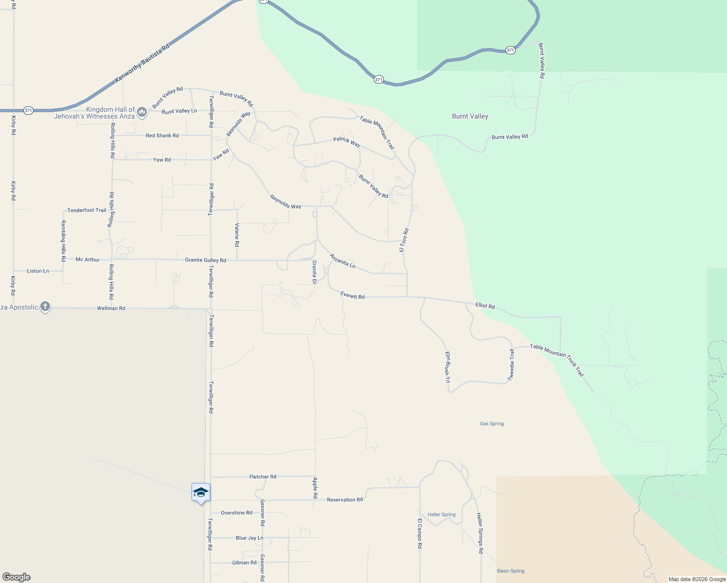 map of restaurants, bars, coffee shops, grocery stores, and more near 59710 Everett Road in Anza