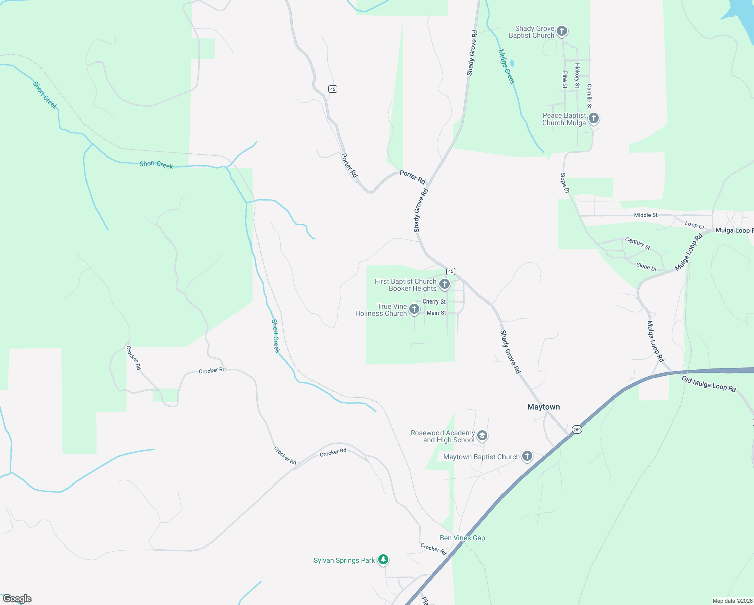 map of restaurants, bars, coffee shops, grocery stores, and more near 5235 Main Street in Mulga