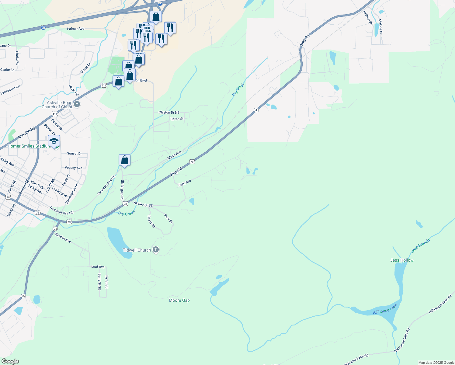 map of restaurants, bars, coffee shops, grocery stores, and more near 2216 Lisa Ann Drive in Leeds