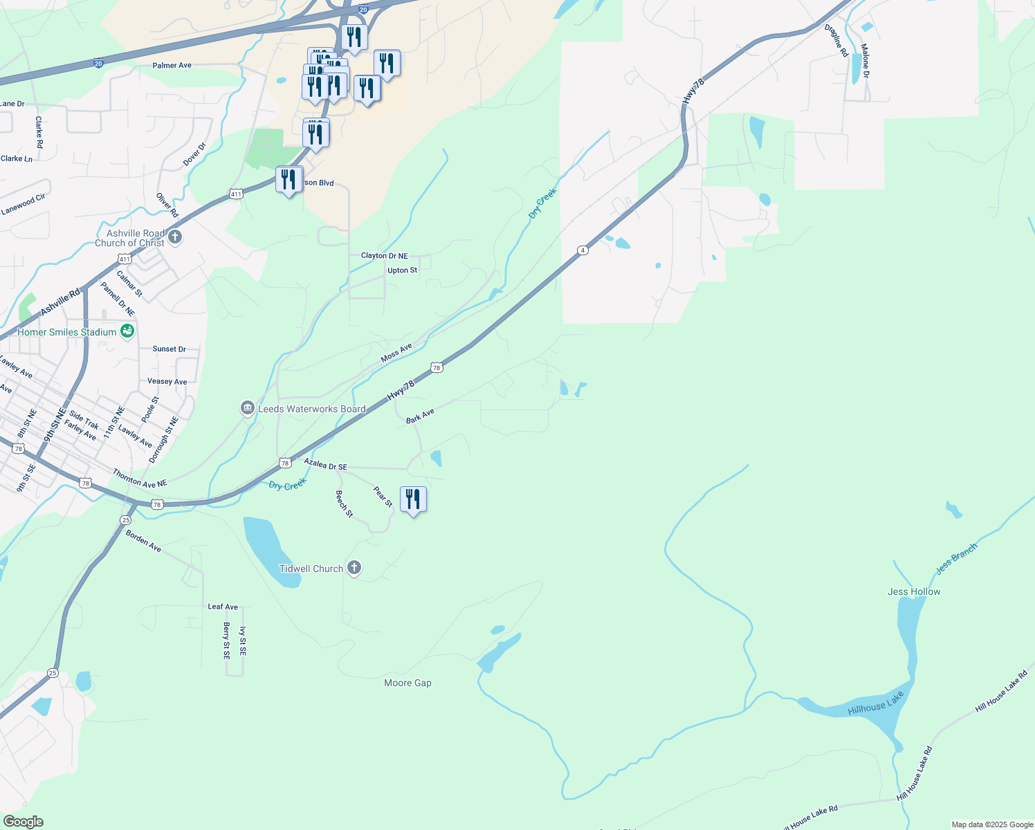map of restaurants, bars, coffee shops, grocery stores, and more near 2216 Lisa Ann Drive in Leeds