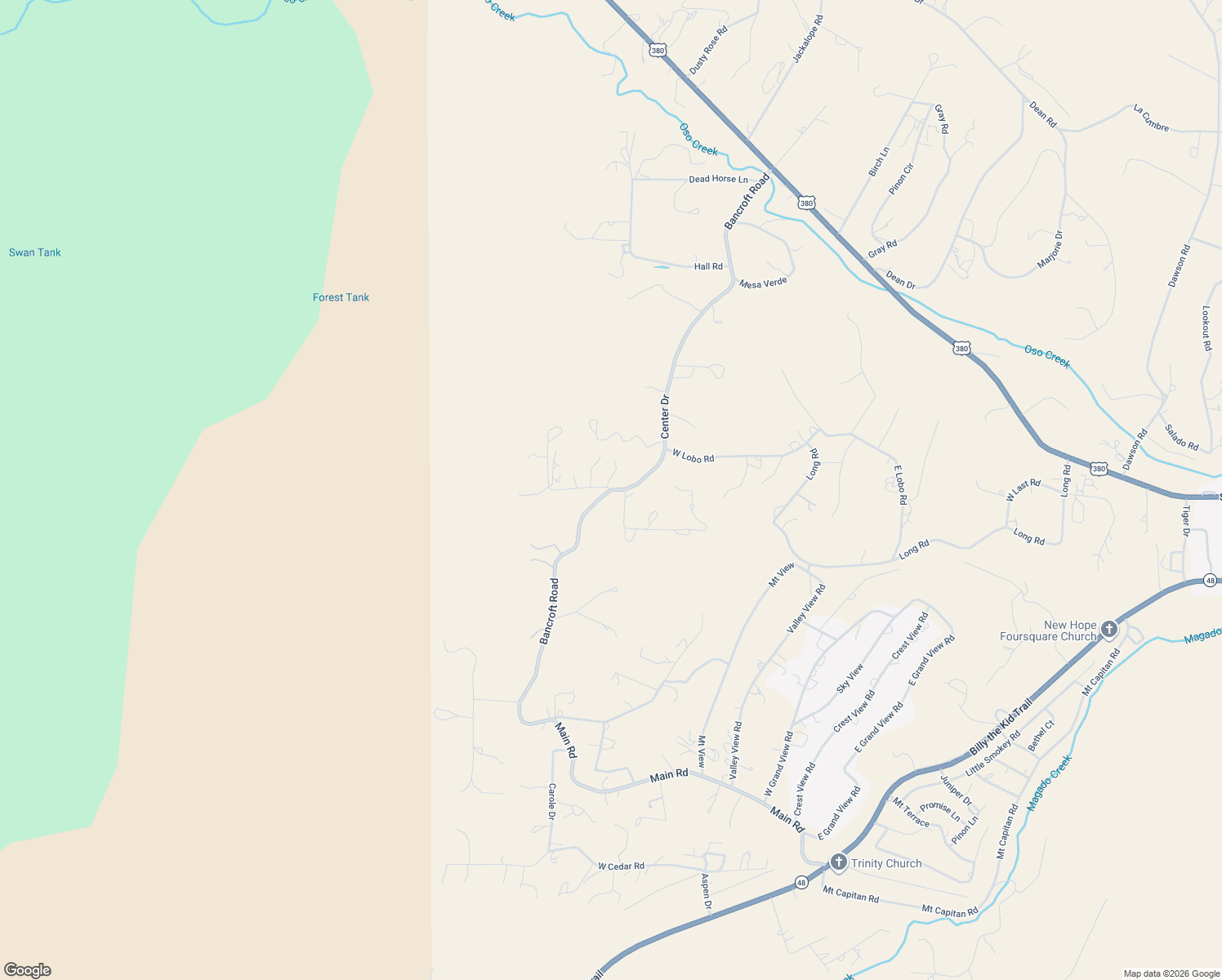 map of restaurants, bars, coffee shops, grocery stores, and more near Bancroft Road in Capitan